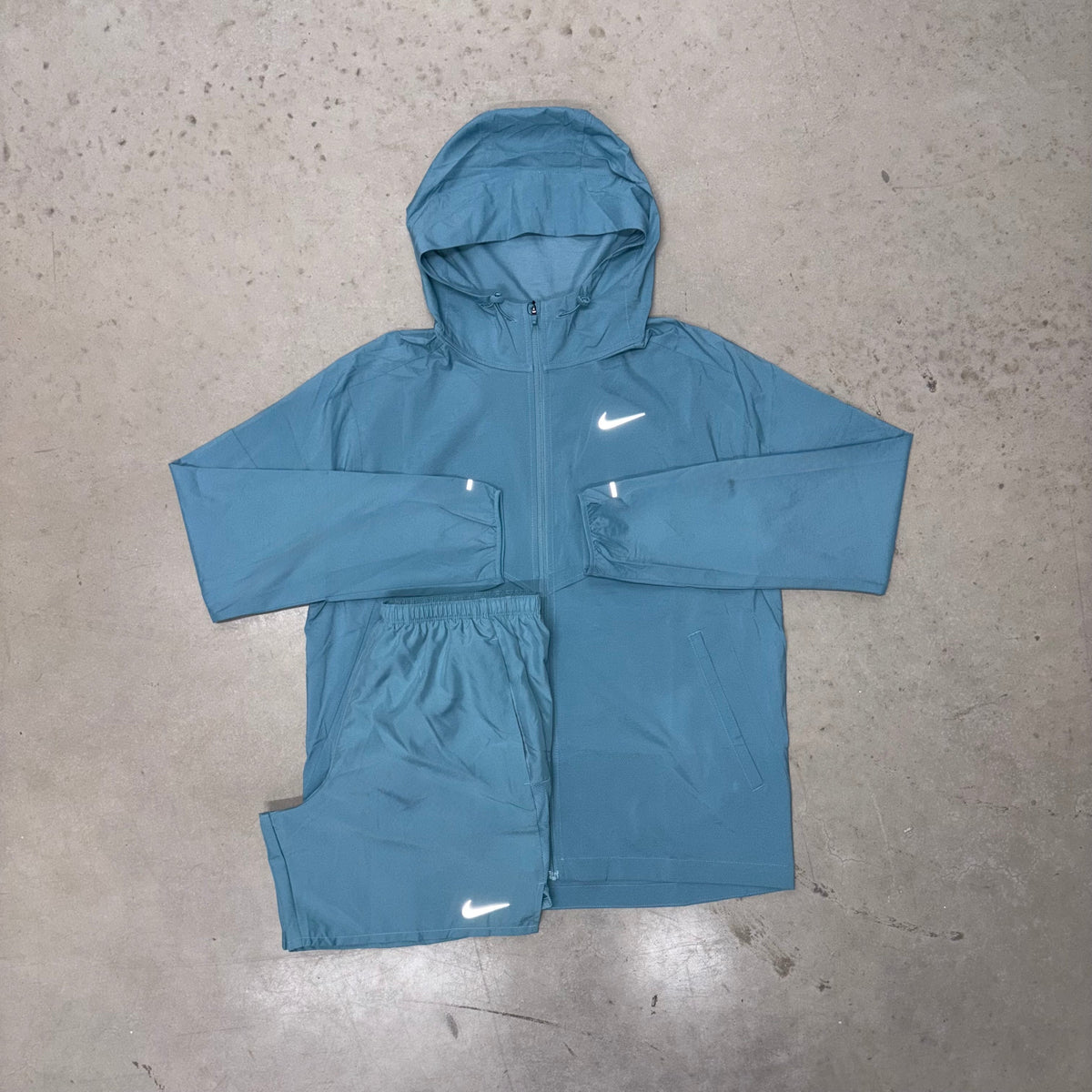 Nike Denim Blue Windrunner Jacket x Challenger Shorts Set