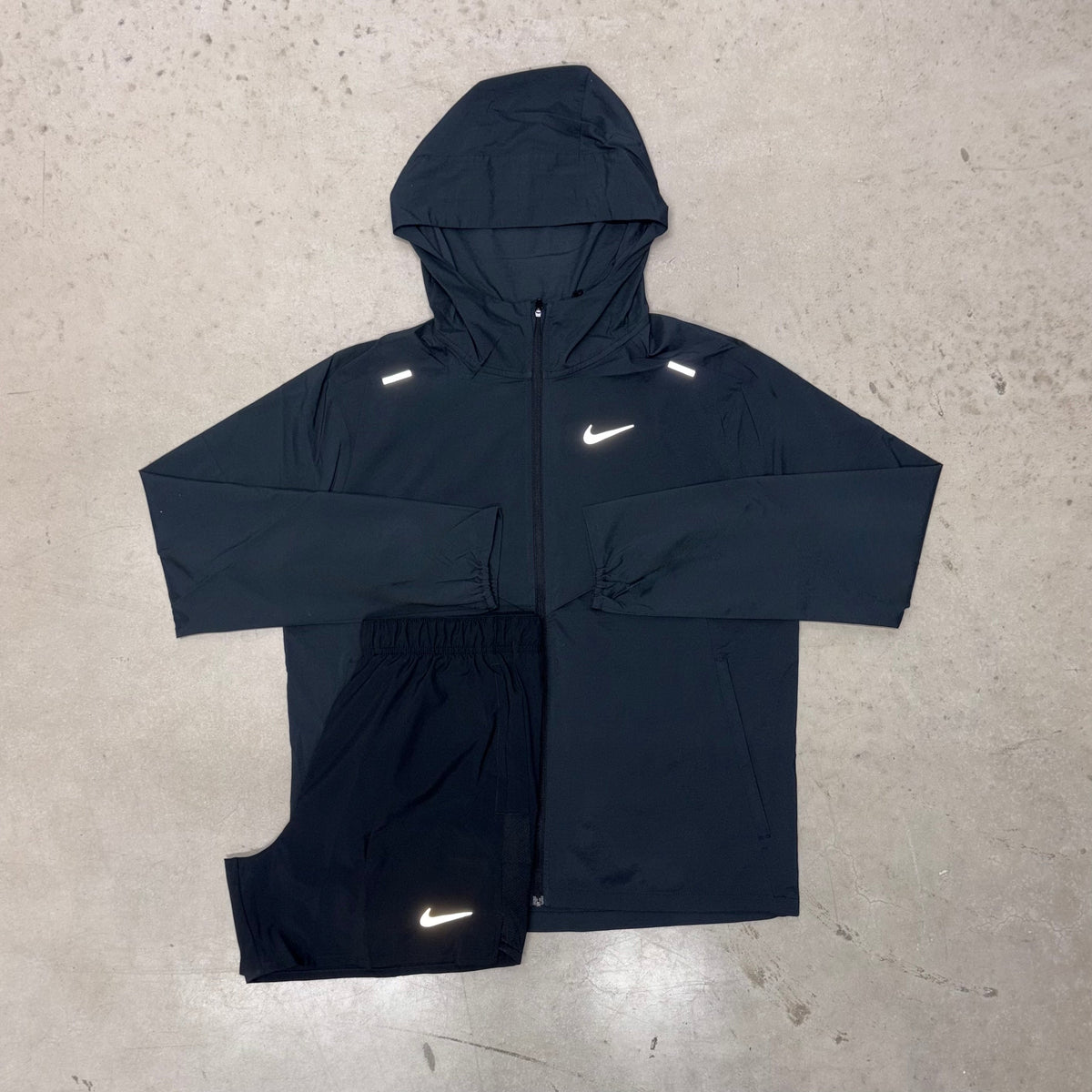 Nike Black Windrunner Jacket x Challenger Shorts Set