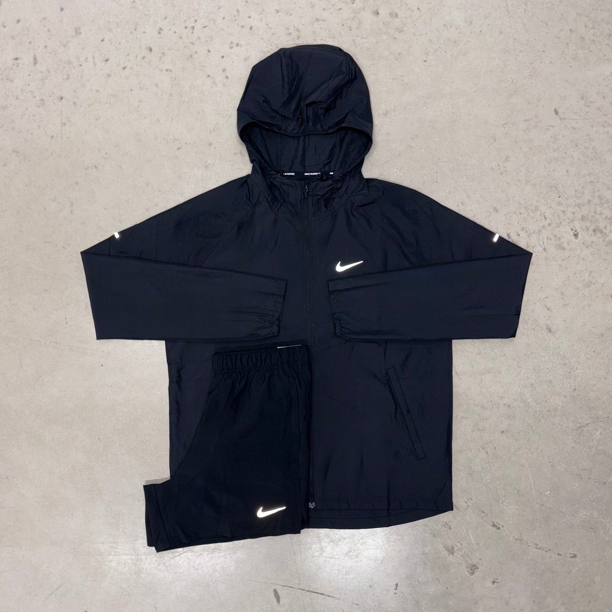 Nike Black Repel Windrunner Jacket x Challenger Shorts Set