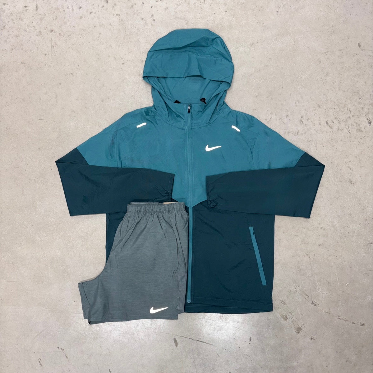 Nike Teal Blue Windrunner Jacket x Challenger Shorts Set