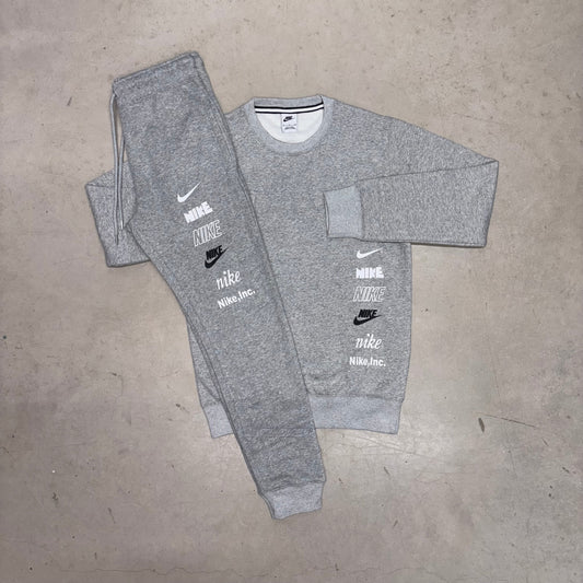 Nike Grey Multi-Logo Fleece Tracksuit
