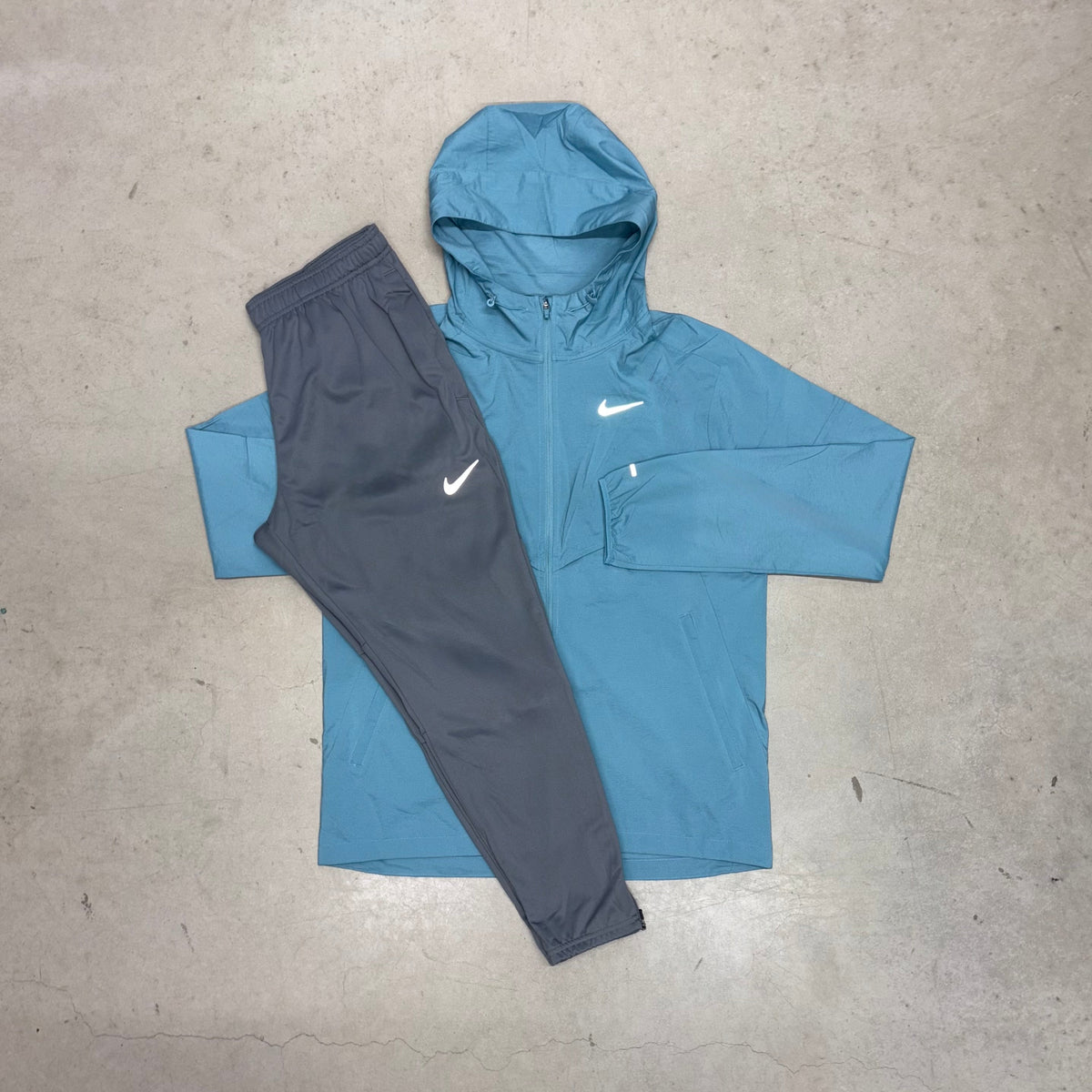 Nike Denim Blue Windrunner Jacket x Grey Challenger Tracksuit