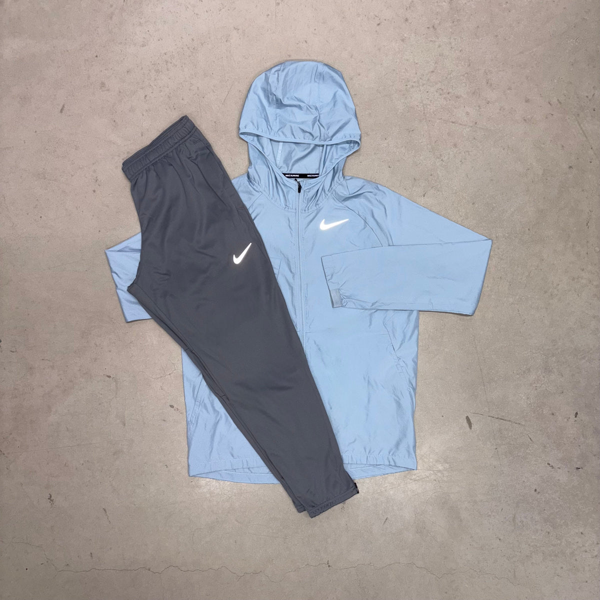 Nike Cobalt Essential Windrunner Jacket x Grey Challenger Pants