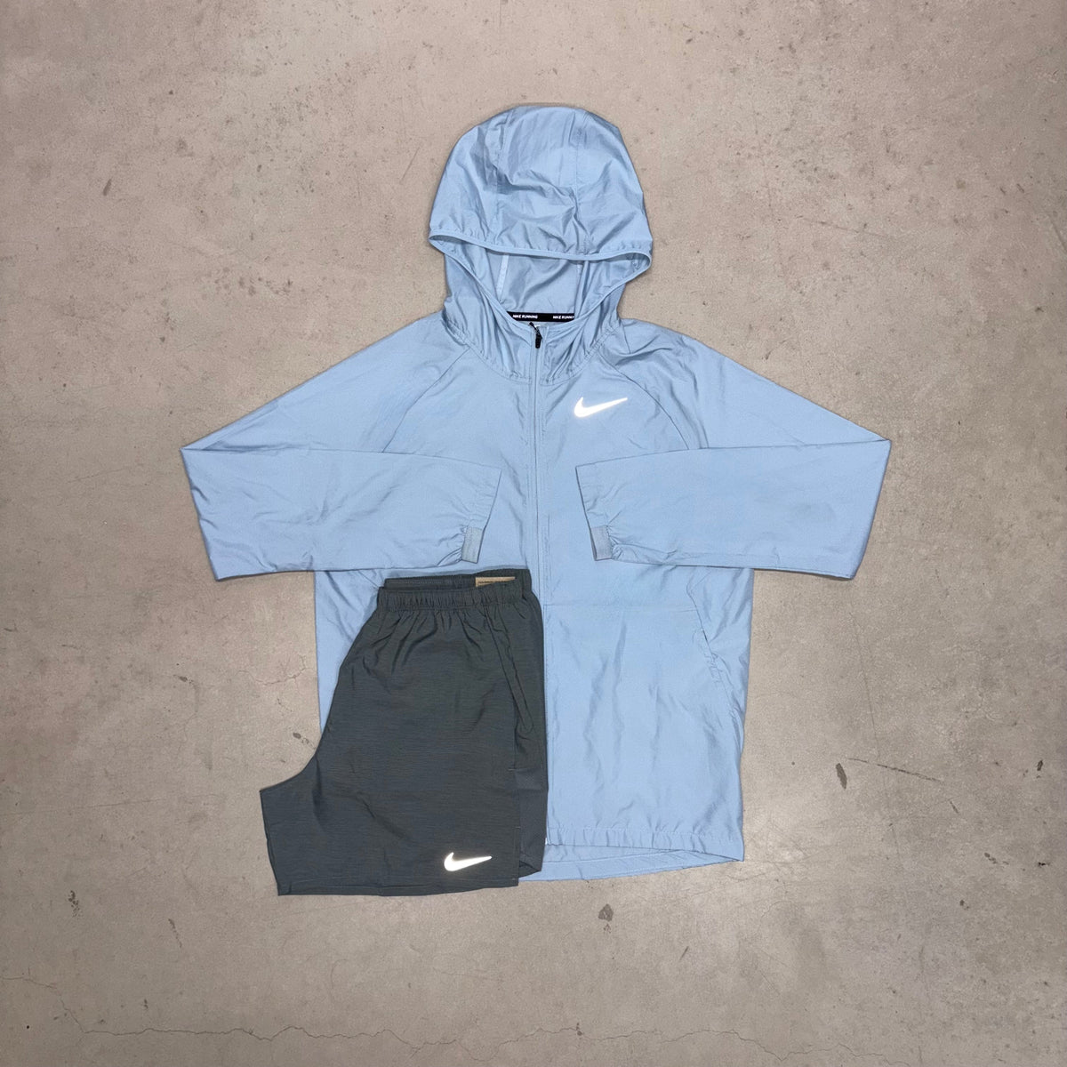 Nike Cobalt Essential Windrunner Jacket x Grey Challenger Short Set