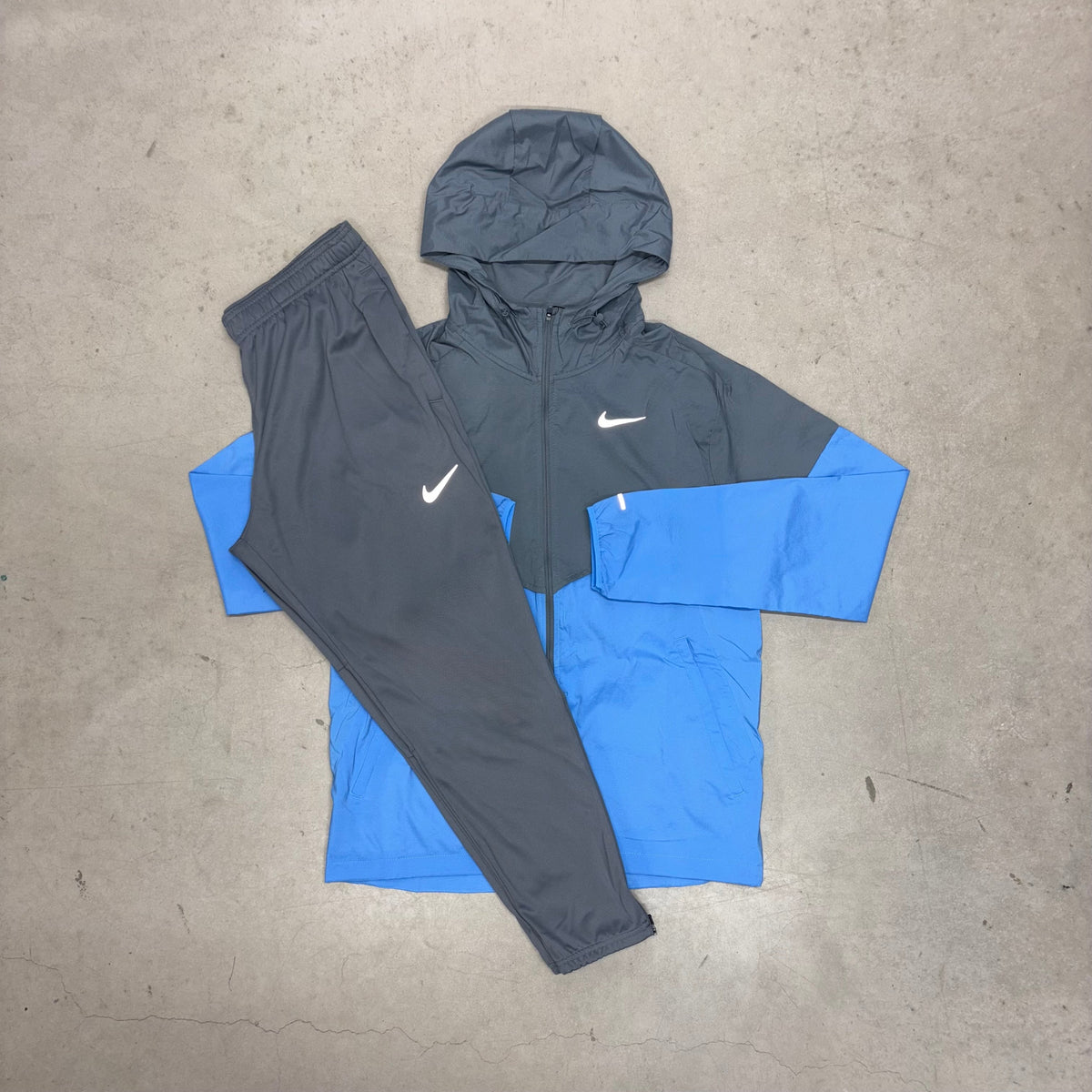 Nike University Blue Windrunner Jacket x Grey Challenger Pants Tracksuit