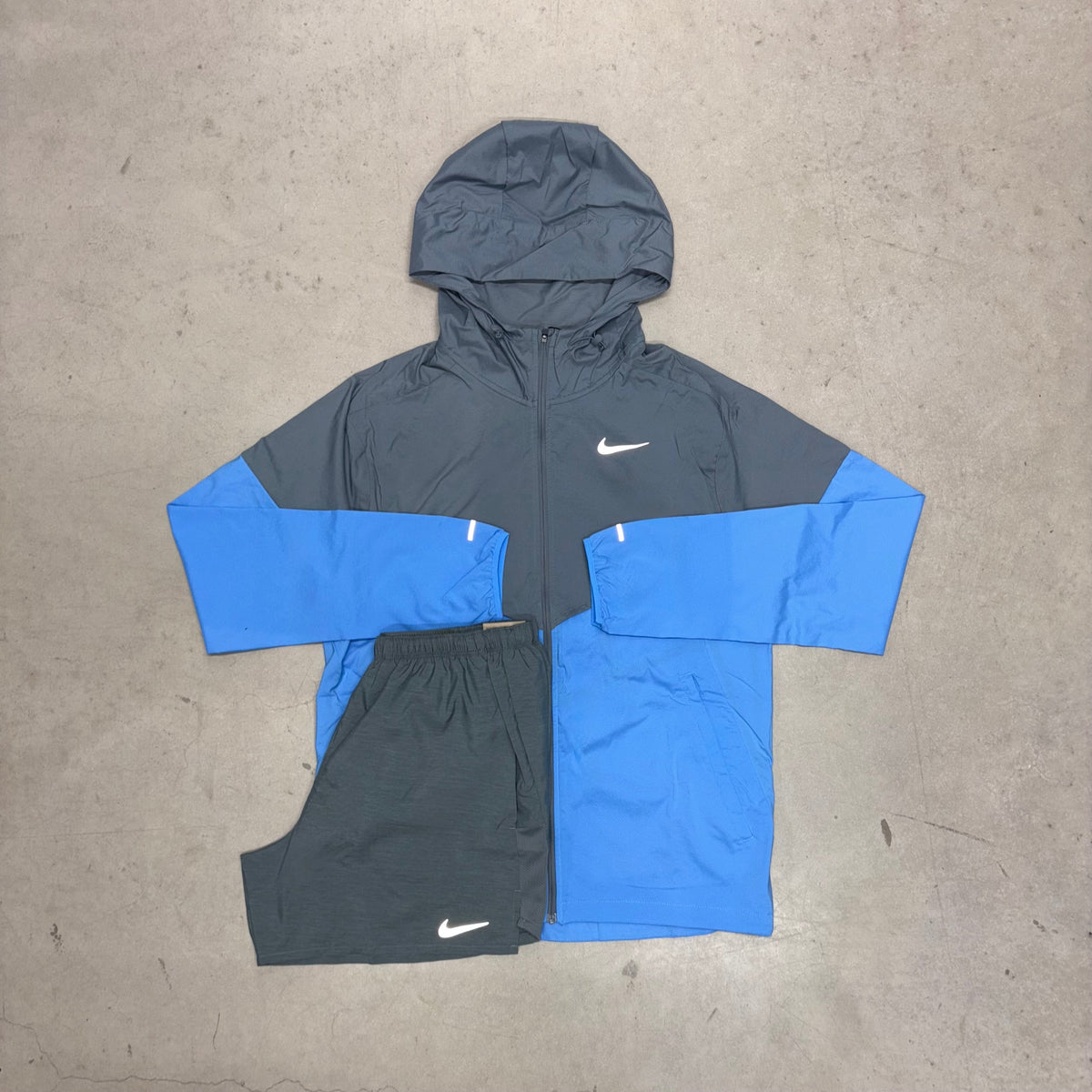 Nike University Blue Windrunner Jacket x Grey Challenger Shorts Tracksuit