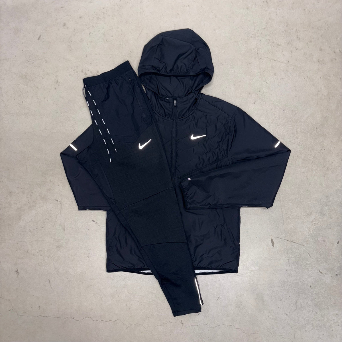 Nike Black Aeroloft Windrunner Jacket x Black Phenom Tracksuit