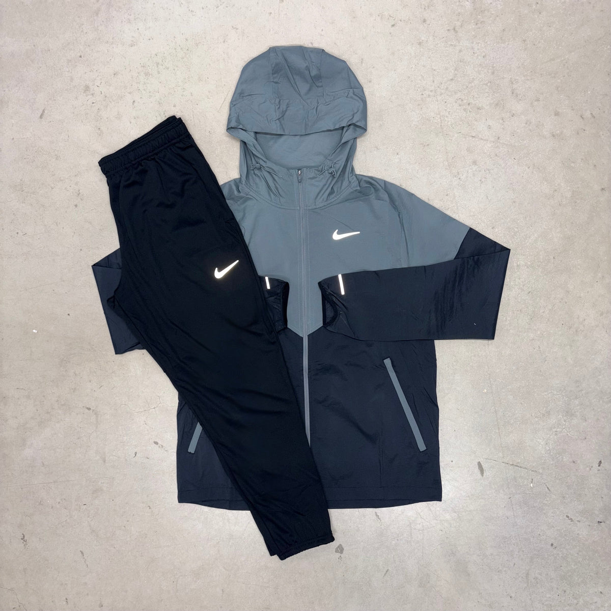 Nike Black/Grey Windrunner Jacket x Black Challenger Pants