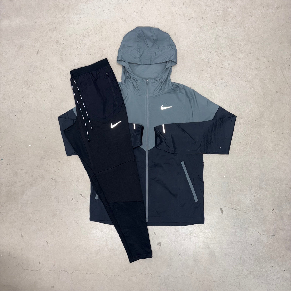 Nike Black/Grey Windrunner Jacket x Black Phenom Elite Pants