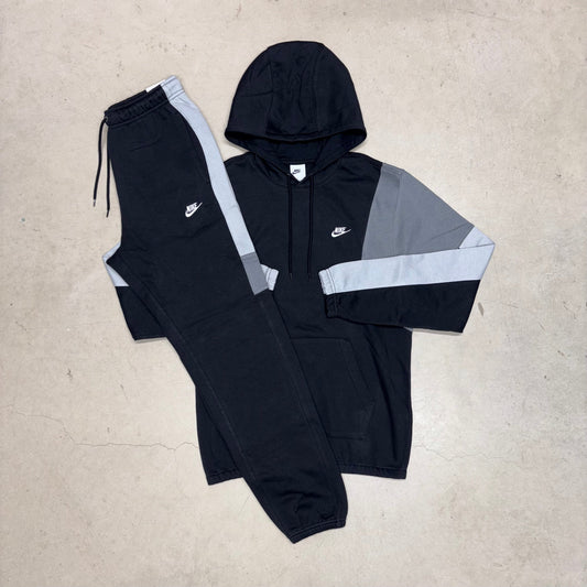 Nike Two Tone Black/Grey Club Hooded Tracksuit