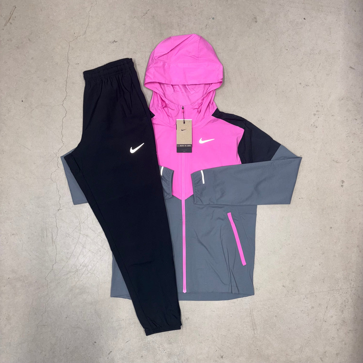 Nike Playful Pink Windrunner Jacket x Black Challenger Pants