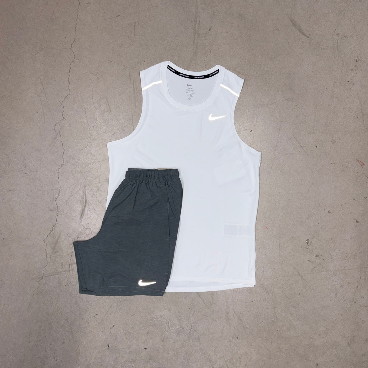 Nike Ice White Miler Vest x Grey Challenger Shorts Set