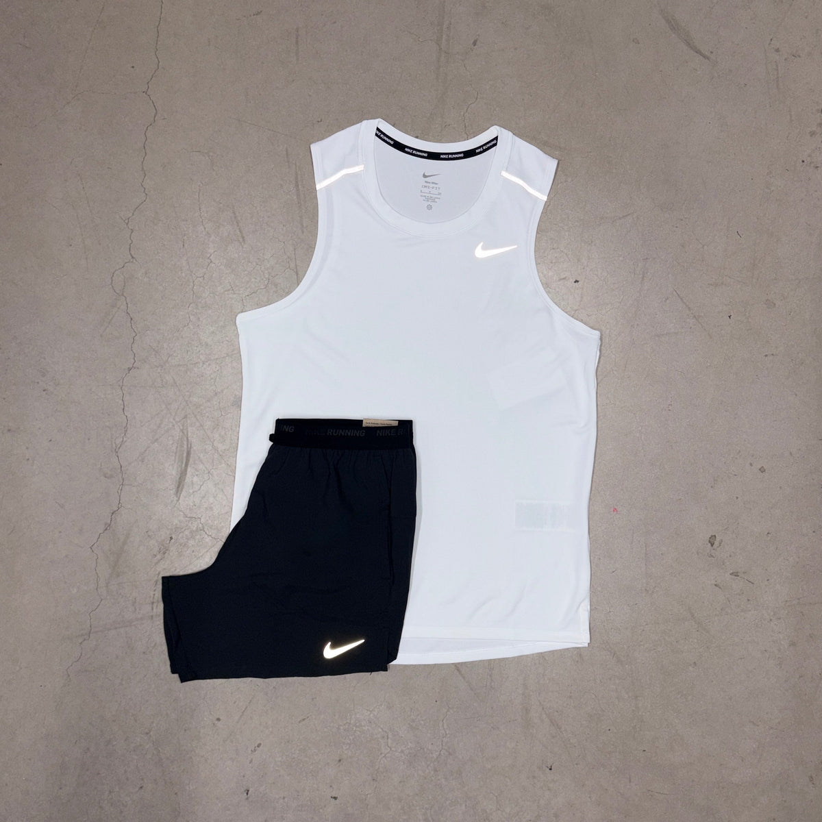 Nike Ice White Miler Vest x Black Challenger Shorts Set