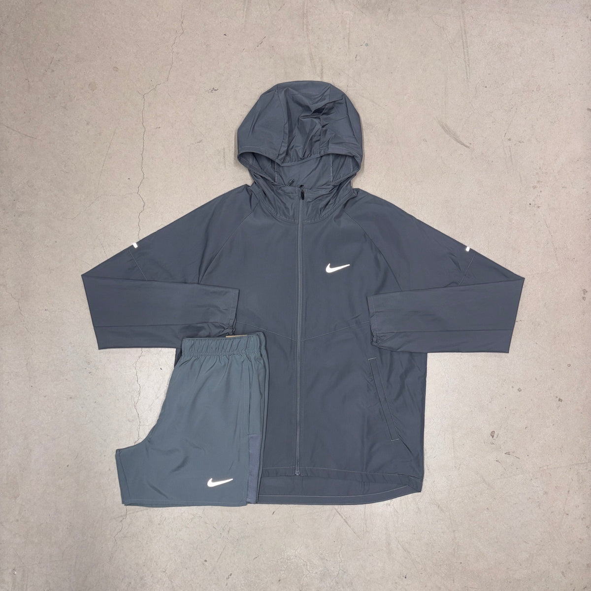 Nike Grey Repel Windrunner Jacket x Challenger Shorts Set