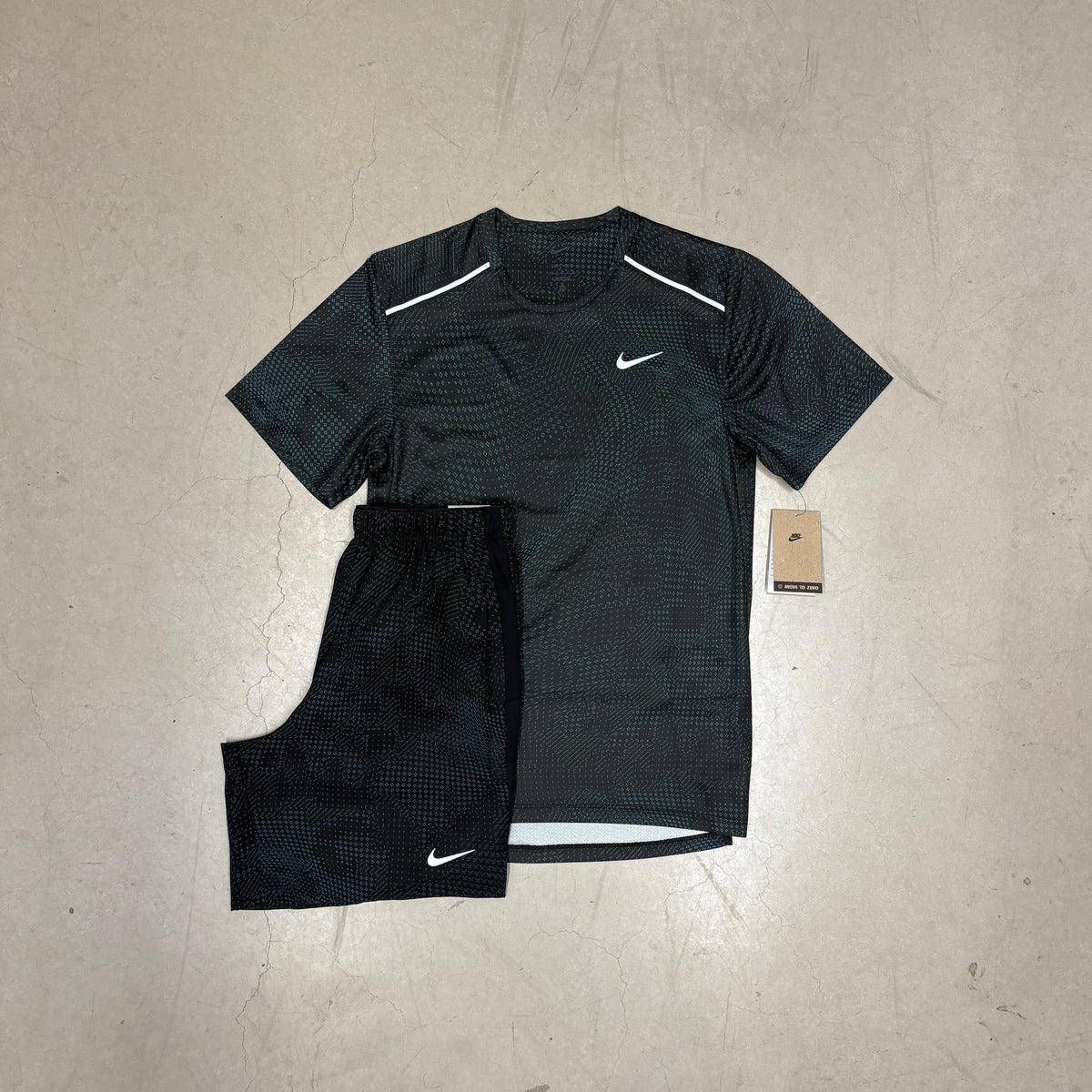 Nike Black Dri-Fit Patterned Miler Set