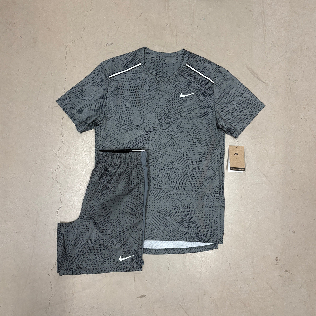 Nike Grey Dri-Fit Patterned Miler Set