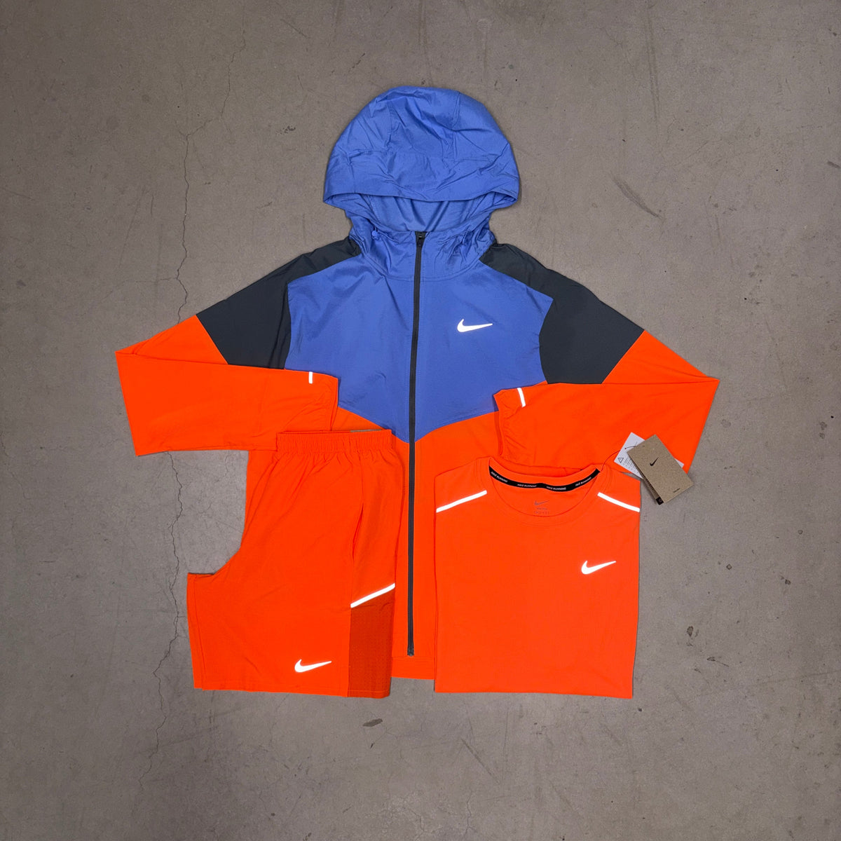 Nike Total Orange/Royal Pulse Impossibly Light Jacket Full Bundle