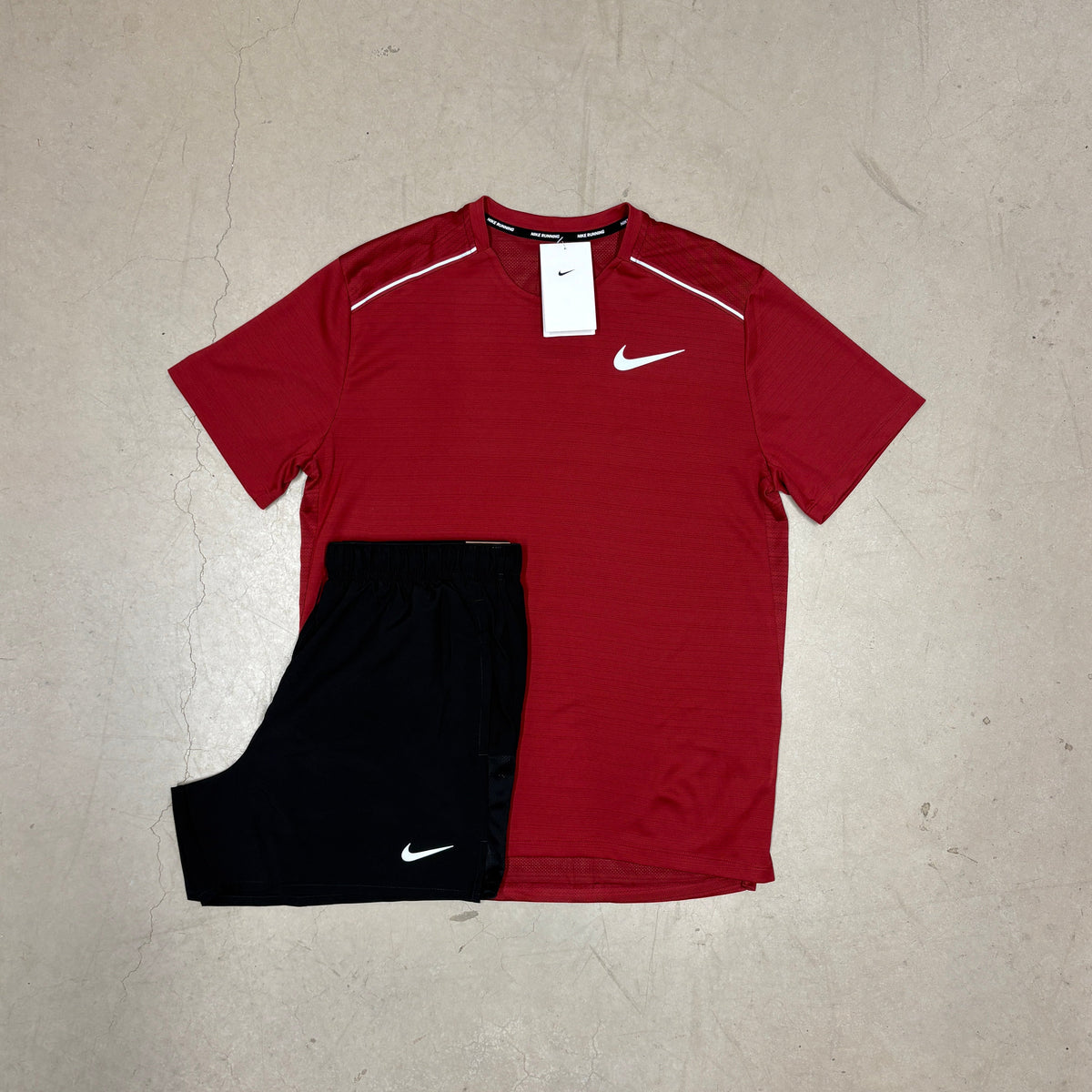 Nike Red/Burgundy Miler x Black Challenger Shorts Set